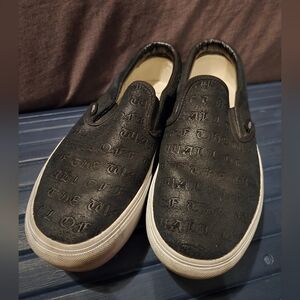 Vans Embossed Black Slip-On Skate Shoes | Textured Upper | Men’s 7 / Women’s 8.5